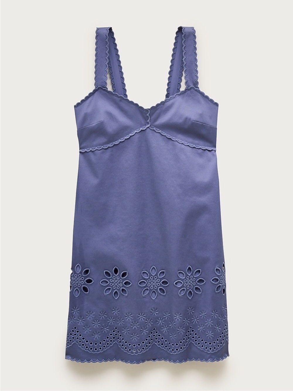 J crew evening shadow blue Scallop-trim mini dress in washed twill